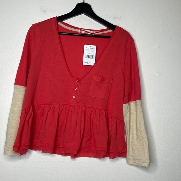 Free People Womens Size Medium Heart of Mine Colorblock Cotton Top - Picture 9 of 12